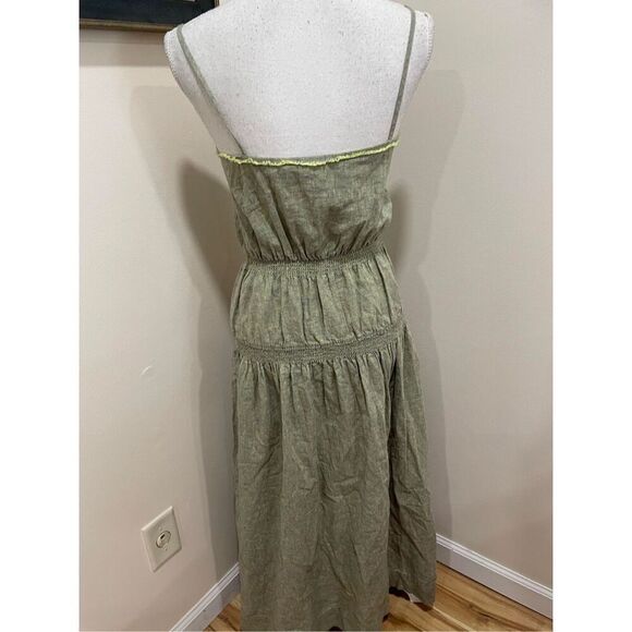 Urban Outfitters Ella Linen Dropped-Waist Midi Dress Size M - Picture 6 of 10